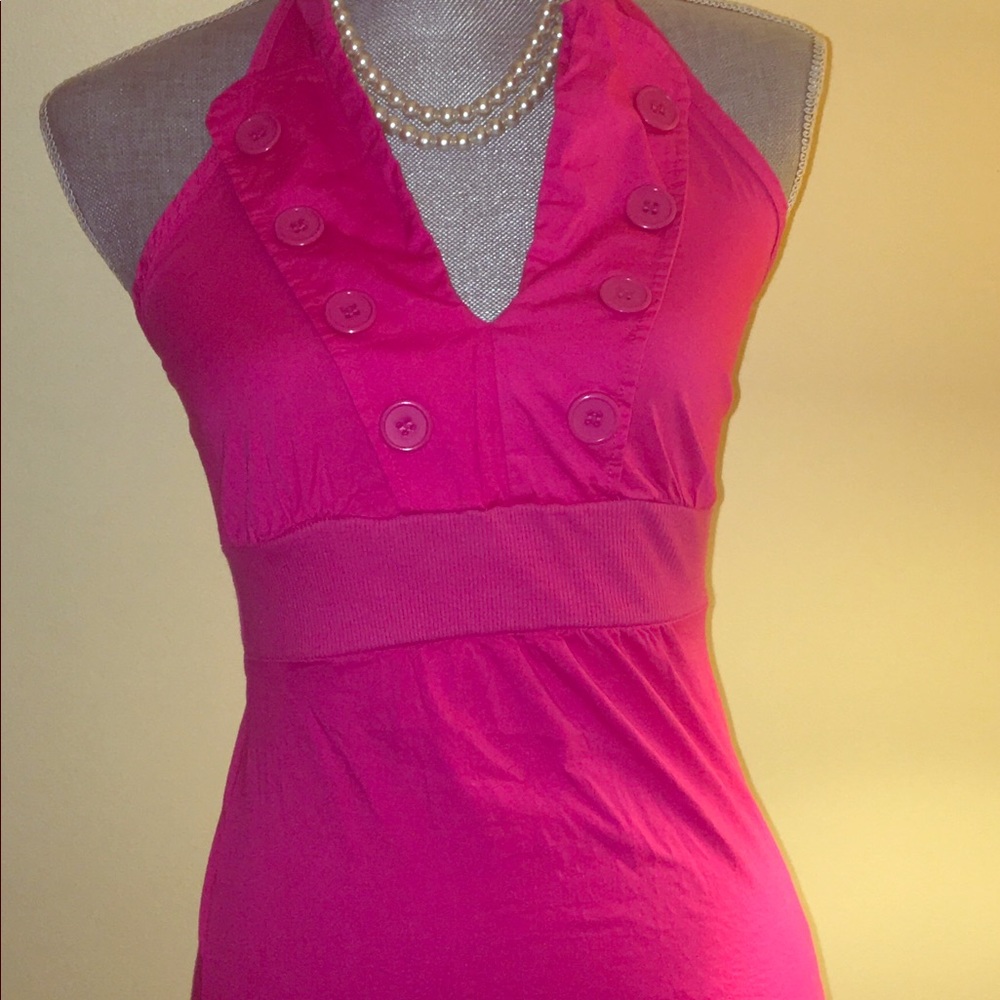 Magenta pink halter dress